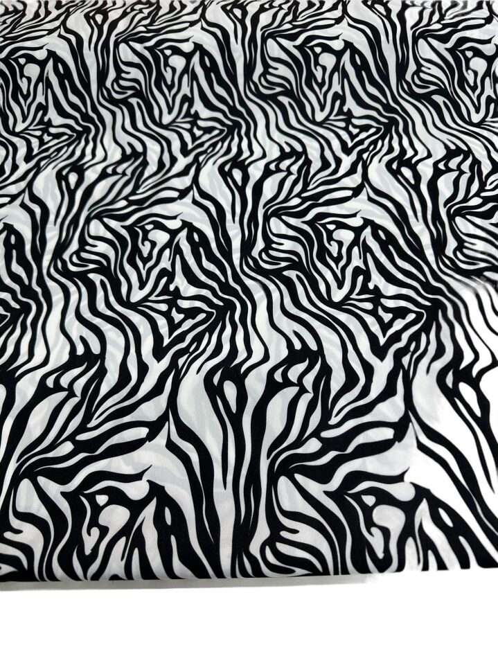 Zebra Desen Elbiselik Gömleklik Krep Kumaş