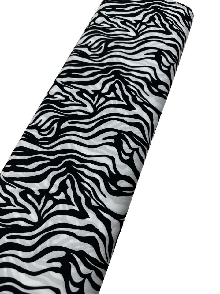 Zebra Desen Elbiselik Gömleklik Krep Kumaş