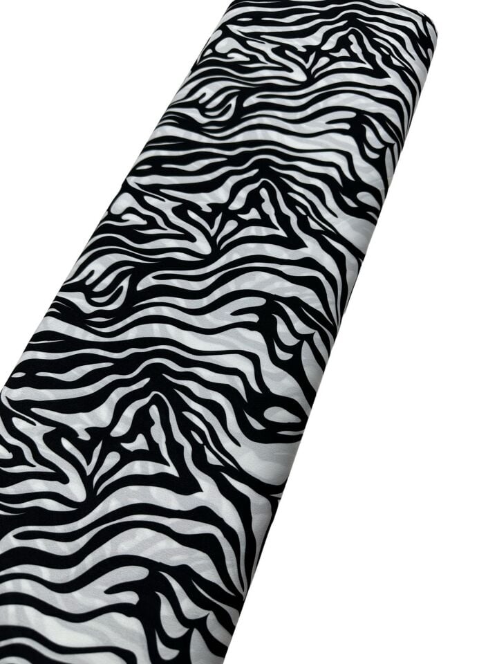 Zebra Desen Elbiselik Gömleklik Krep Kumaş