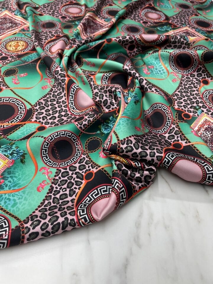 Viyane Desen Elbiselik Gömleklik Tivil Saten Kumaş