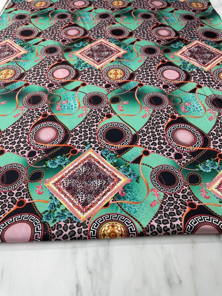 Viyane Desen Elbiselik Gömleklik Tivil Saten Kumaş