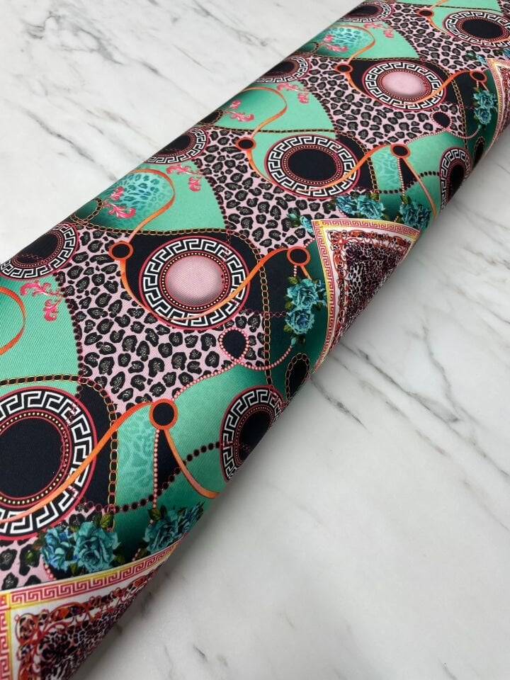 Viyane Desen Elbiselik Gömleklik Tivil Saten Kumaş