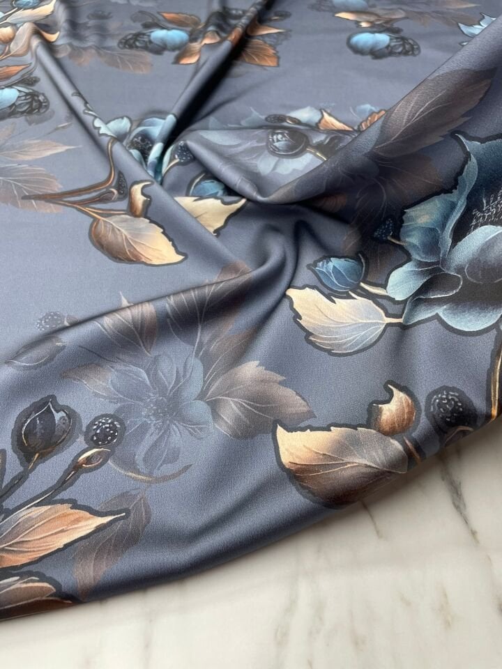 Gül Desen Elbiselik Gömleklik Tivil Saten Kumaş