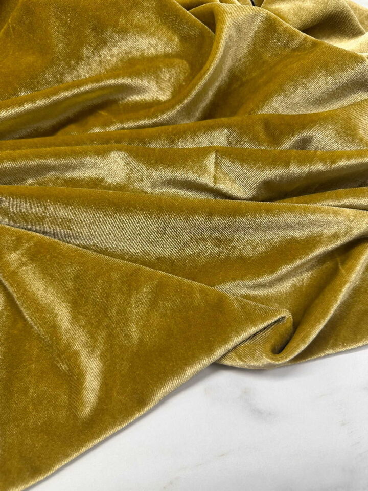 Safran Rengi İthal İpek Kadife Elbise Bluz Etek Şalvar