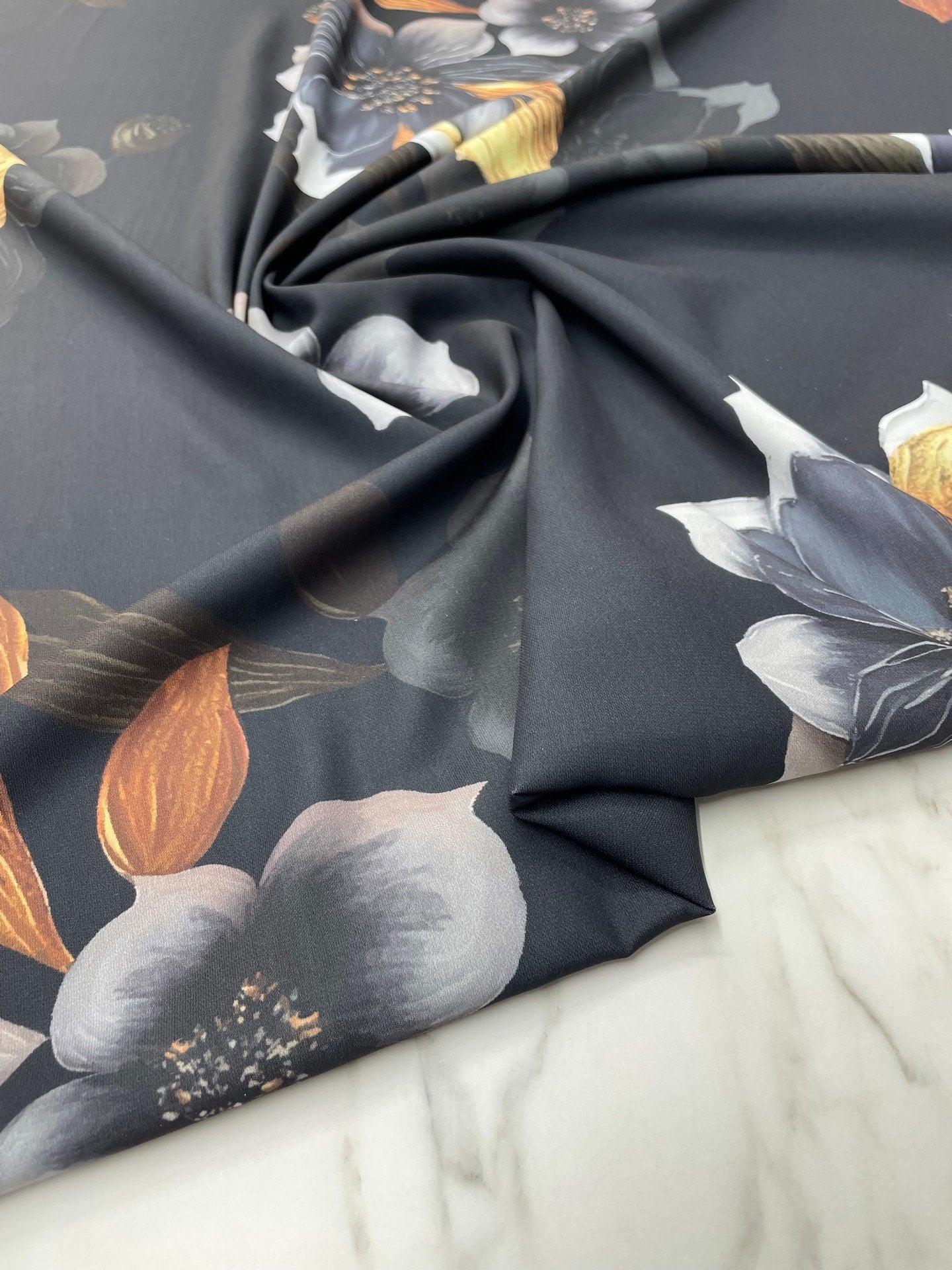 Geranium Desen Elbiselik Gömleklik Tivil Saten Kumaş