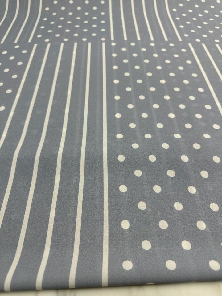 Gri Noktalı Desen Elbiselik Gömleklik Krep Kumaş