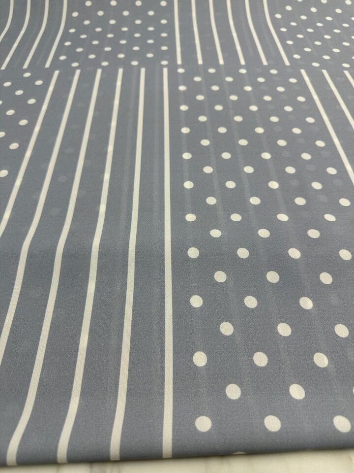 Gri Noktalı Desen Elbiselik Gömleklik Krep Kumaş