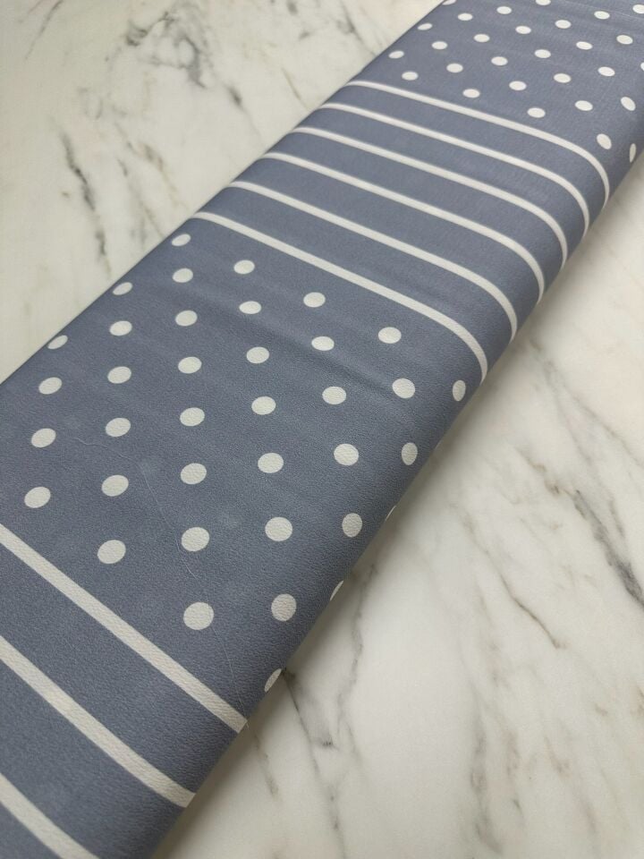 Gri Noktalı Desen Elbiselik Gömleklik Krep Kumaş