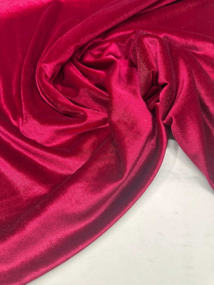 Kırmızı İthal İpek Kadife Elbise Etek Şalvar Bluz