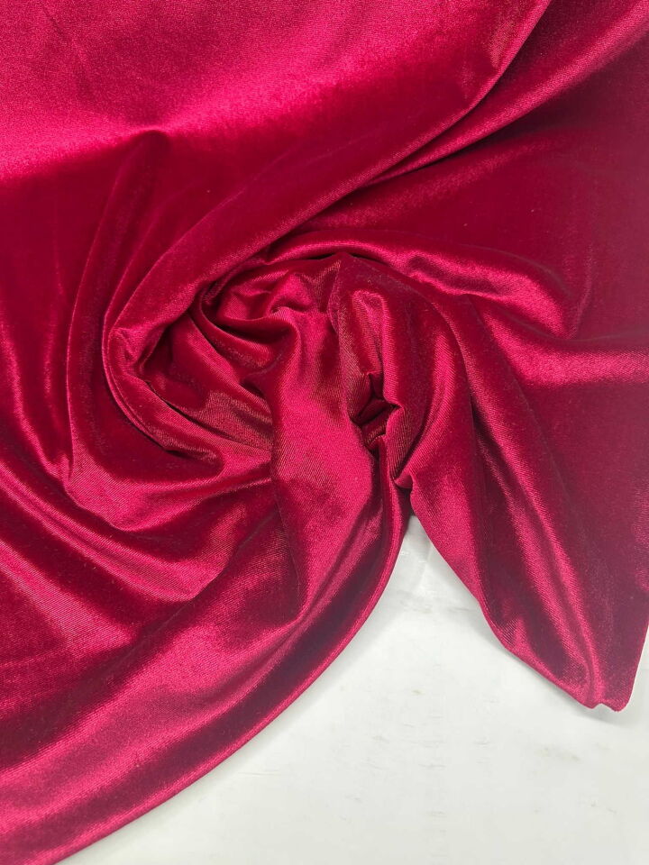 Kırmızı İthal İpek Kadife Elbise Etek Şalvar Bluz