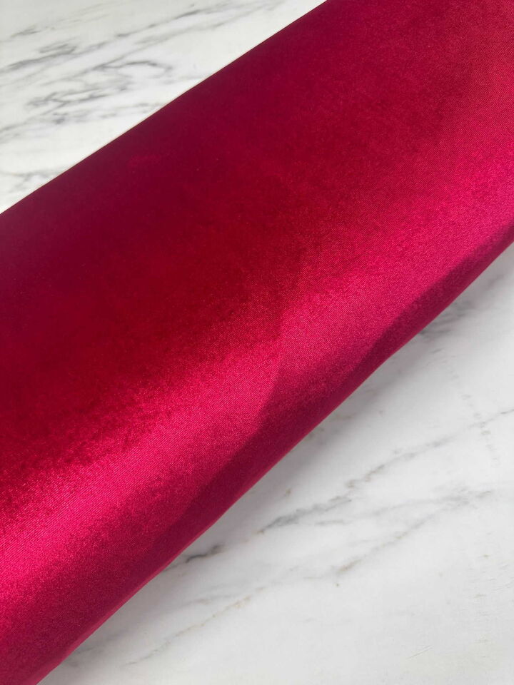 Kırmızı İthal İpek Kadife Elbise Etek Şalvar Bluz