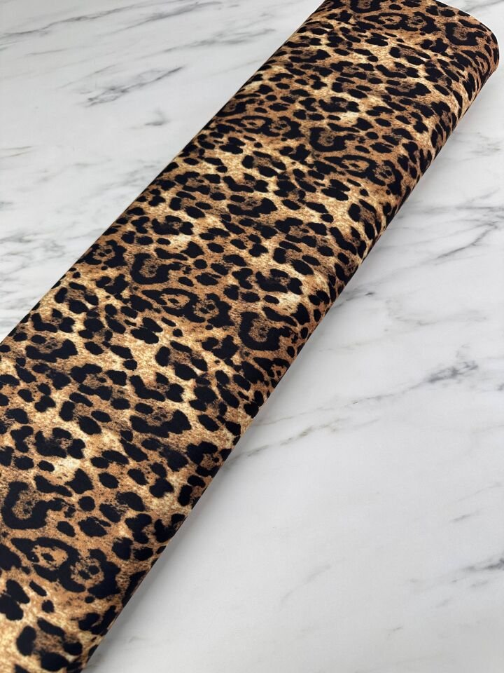 Leopar Desen Krep Kumaş Elbise Gömlek Etek Abaya Şalvar Olarak Kullanabilirsiniz
