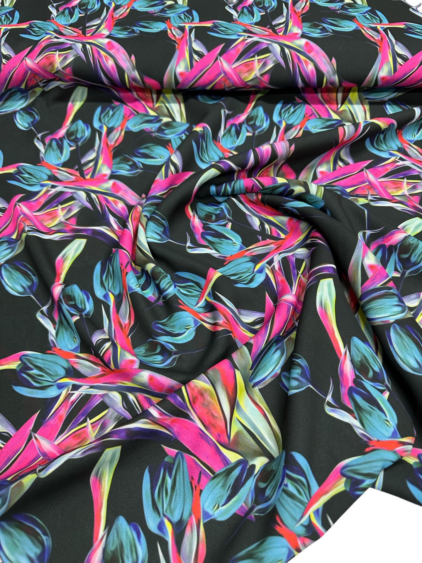 Gece Lalesi Desen Elbiselik Gömleklik Krep Kumaş