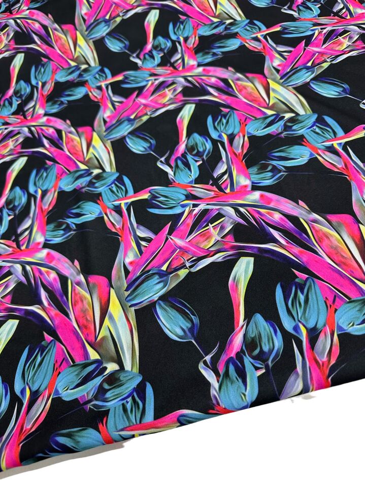 Gece Lalesi Desen Elbiselik Gömleklik Krep Kumaş