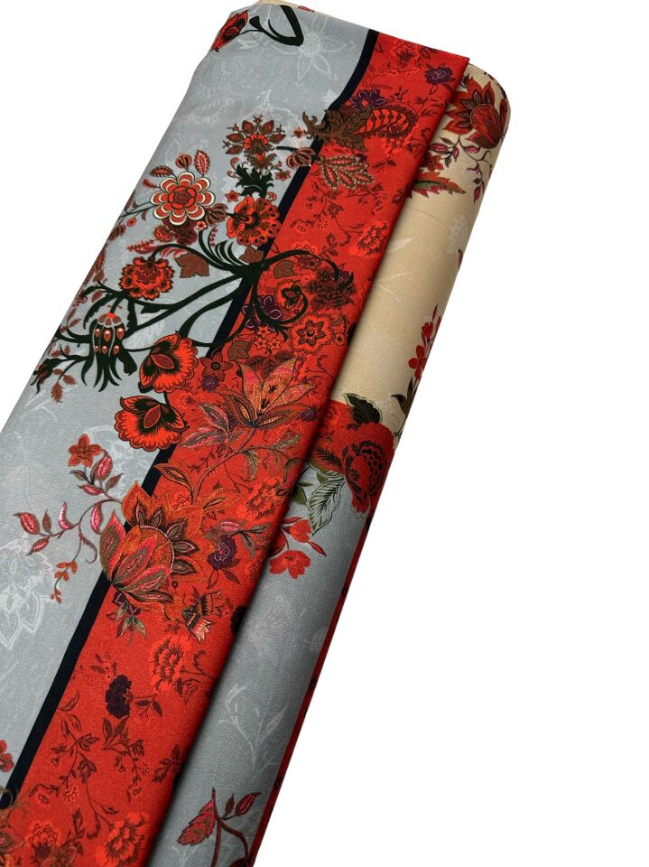 Çiçek Desen Elbiselik Gömleklik Krep Kumaş