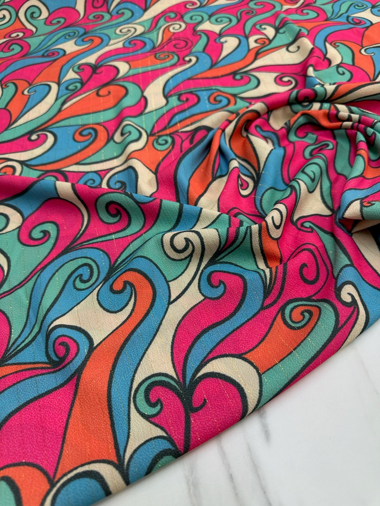 Dalga Desen Elbiselik Gömleklik Krep Kumaş