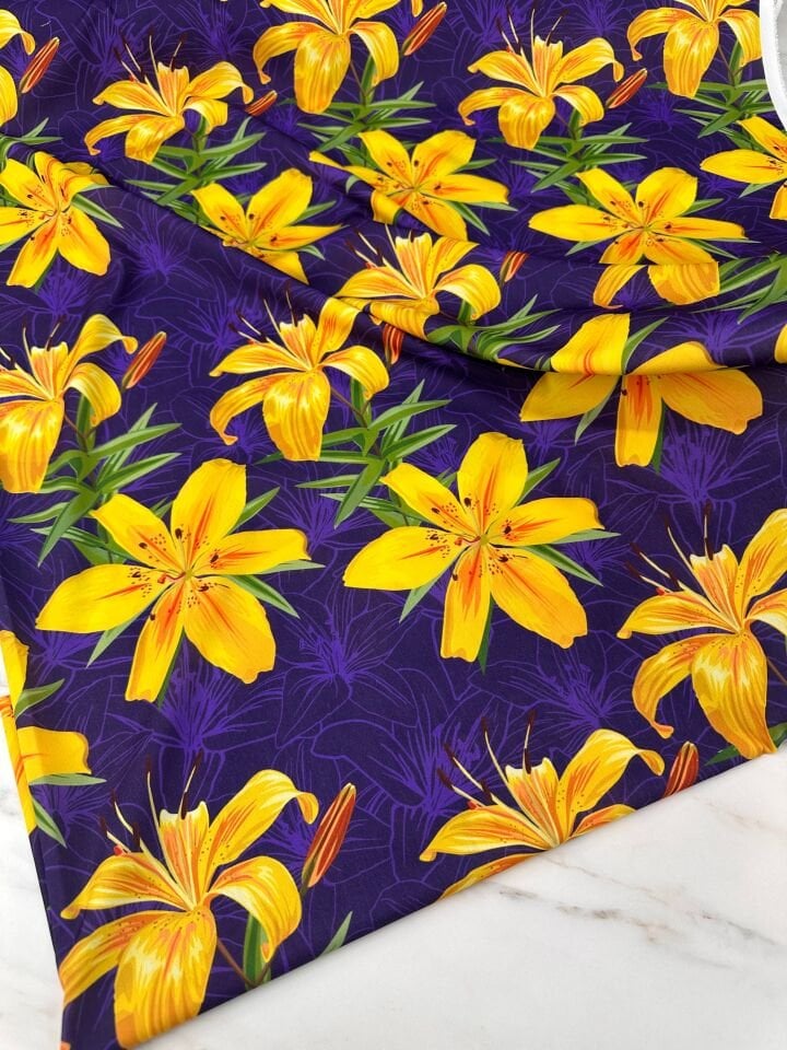 Ay Çiçegi Desen Krep Kumaş Elbise Etek Gölek Şalvar olarak Kullanabilirsiniz