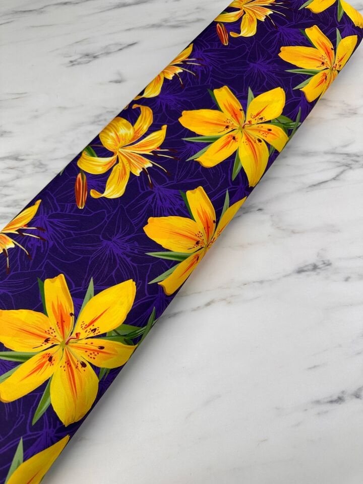 Ay Çiçegi Desen Krep Kumaş Elbise Etek Gölek Şalvar olarak Kullanabilirsiniz