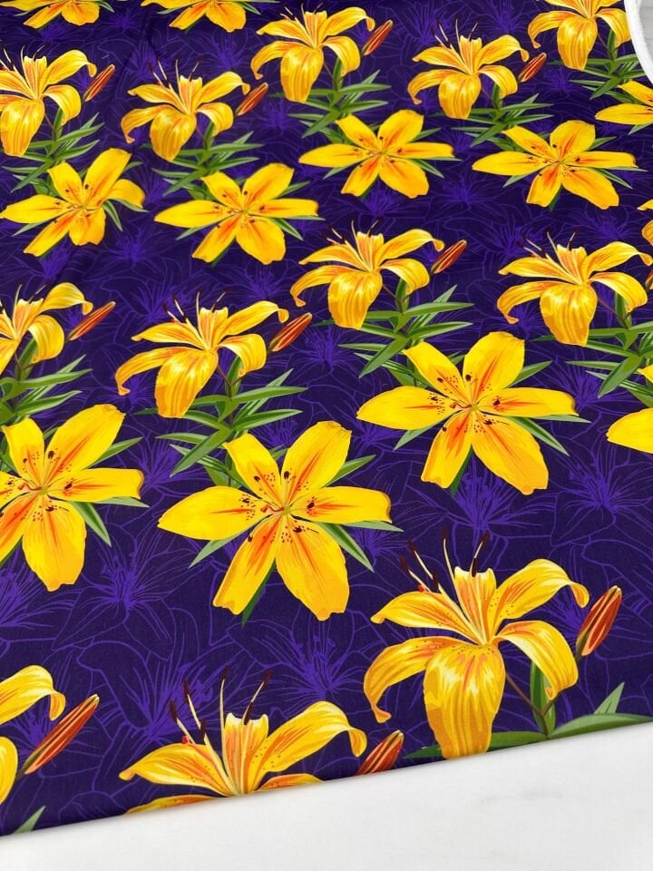 Ay Çiçegi Desen Krep Kumaş Elbise Etek Gölek Şalvar olarak Kullanabilirsiniz