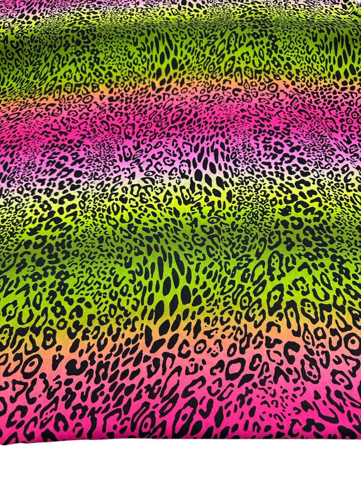 Renkli Leopar Desen Elbiselik Gömleklik Krep Kumaş