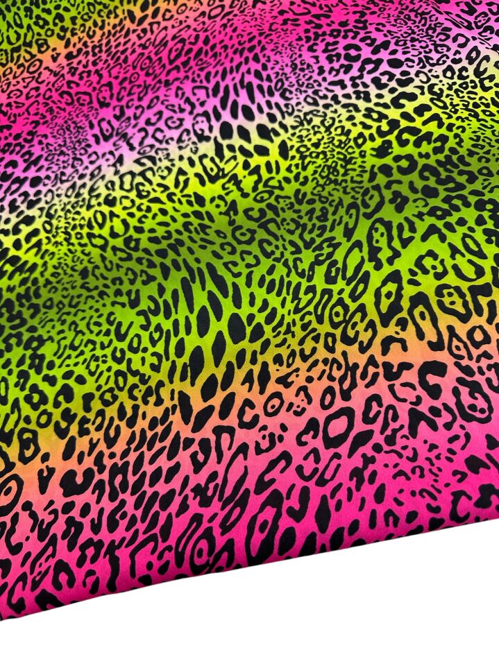 Renkli Leopar Desen Elbiselik Gömleklik Krep Kumaş
