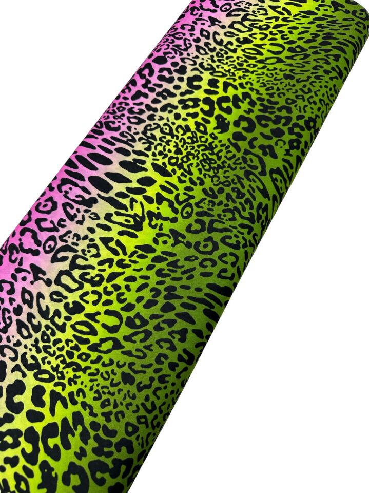 Renkli Leopar Desen Elbiselik Gömleklik Krep Kumaş