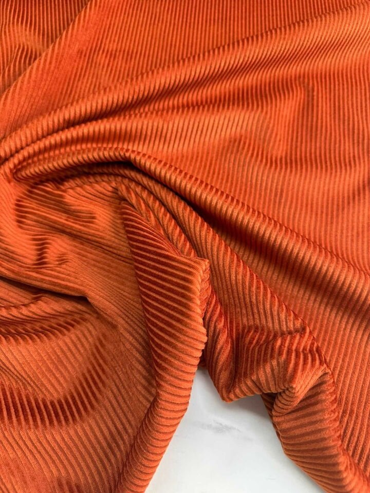 Taba Renk Fitilli İthal Kadife Etek Elbise Ceket Pantolon