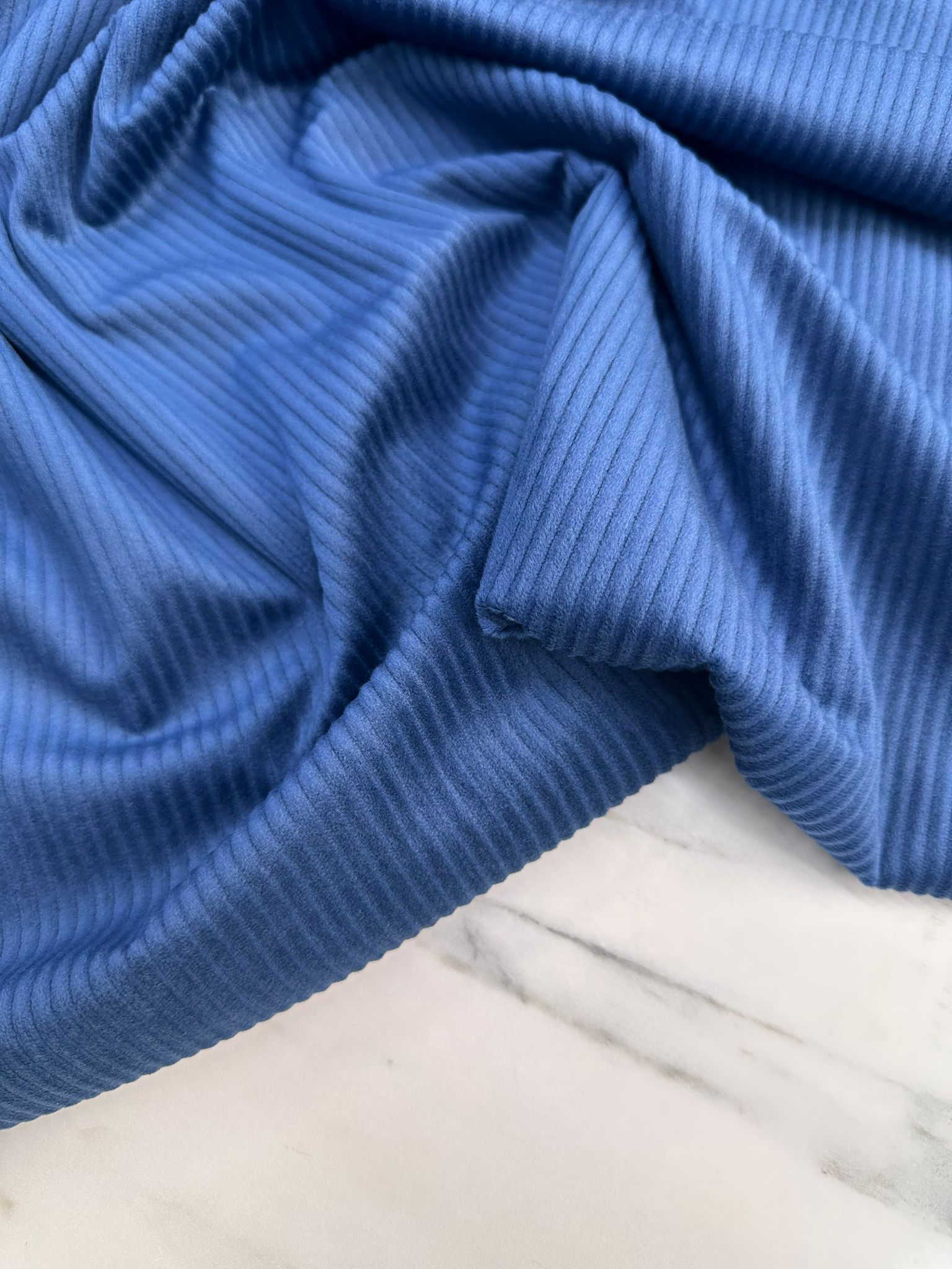 Mavi İthal Fitilli Kadife Etek Pantolon Ceket Kap