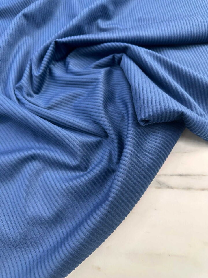 Mavi İthal Fitilli Kadife Etek Pantolon Ceket Kap