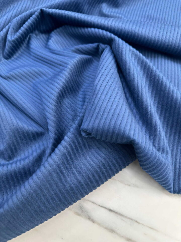 Mavi İthal Fitilli Kadife Etek Pantolon Ceket Kap