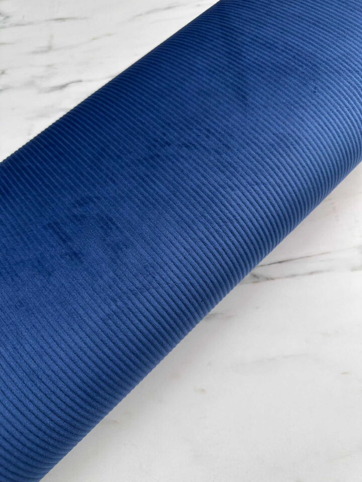 Mavi İthal Fitilli Kadife Etek Pantolon Ceket Kap