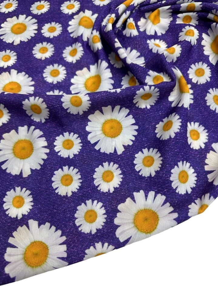 Papatya Desen Elbiselik Gömleklik Krep Kumaş