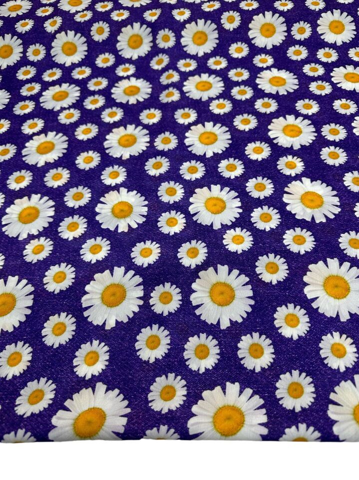 Papatya Desen Elbiselik Gömleklik Krep Kumaş