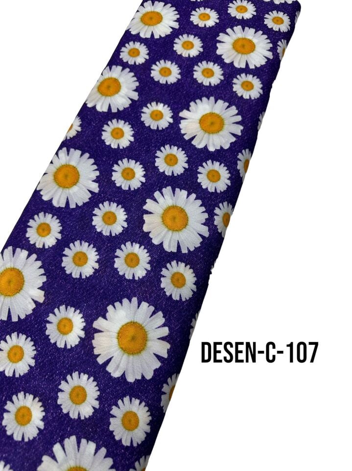 Papatya Desen Elbiselik Gömleklik Krep Kumaş