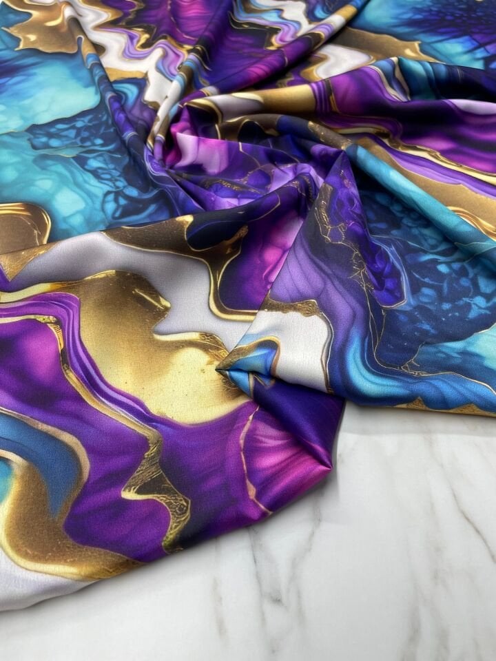 Viyane Desen Elbiselik Gömleklik Tivil Saten Kumaş