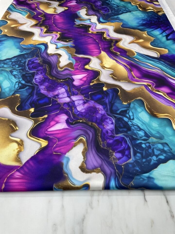 Viyane Desen Elbiselik Gömleklik Tivil Saten Kumaş