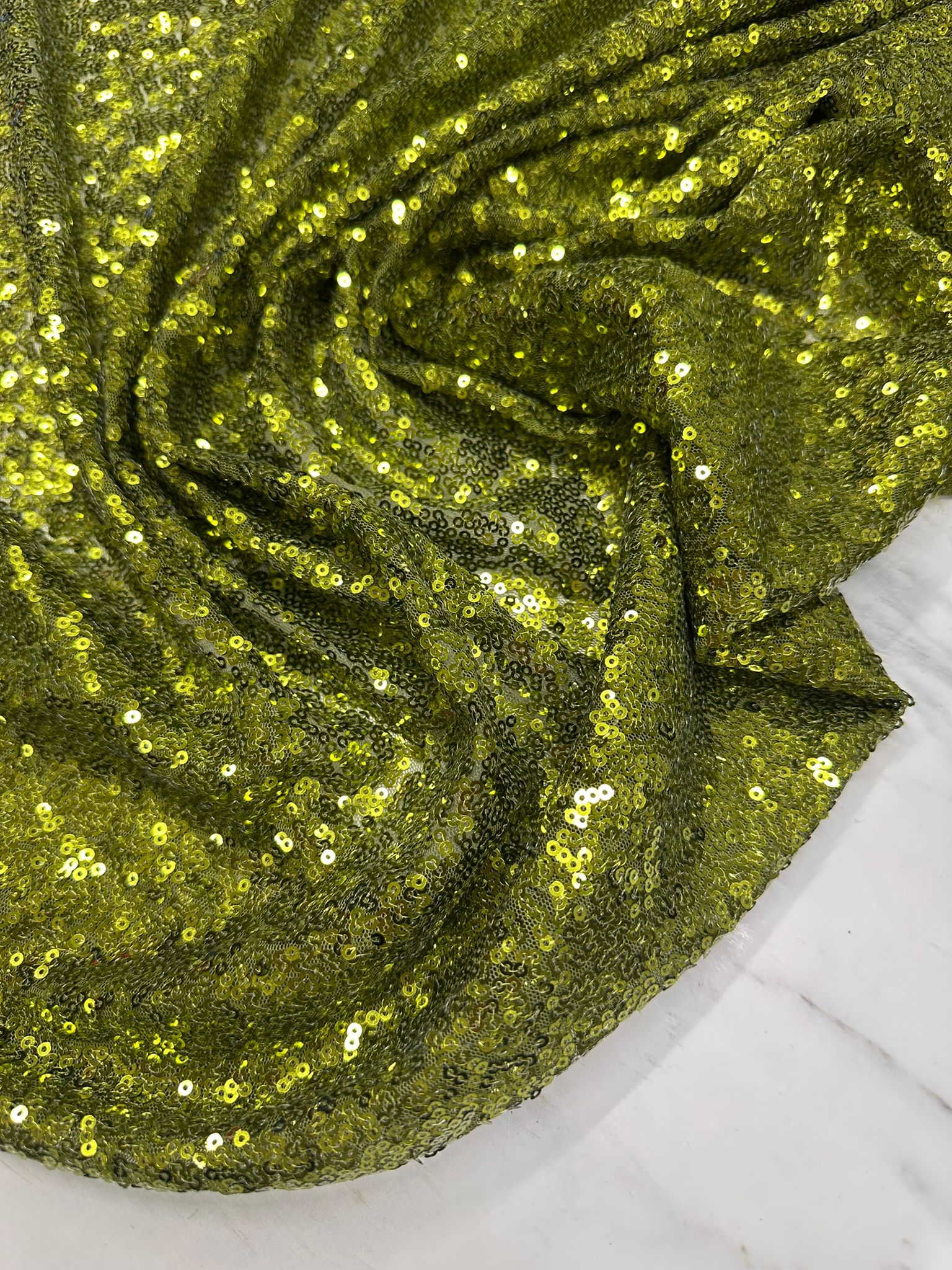 3 milim Kına Yeşili Payet Kumaş Elbise Etek Şalvar Yöresel Elbise