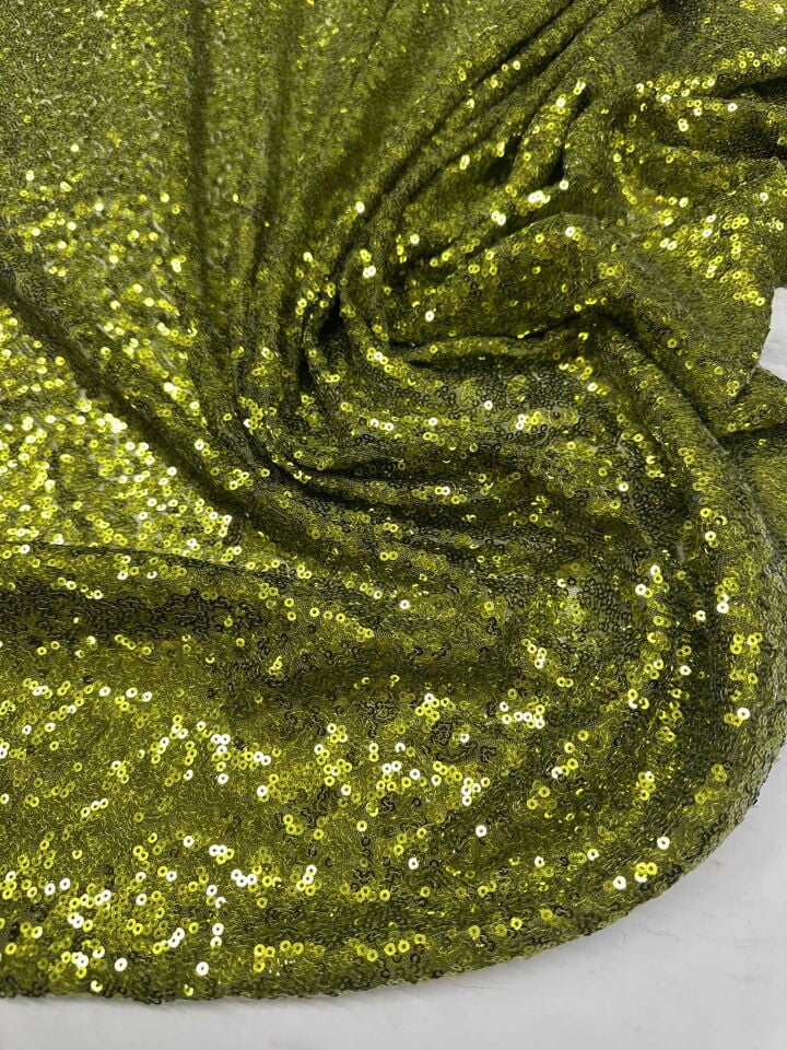 3 milim Kına Yeşili Payet Kumaş Elbise Etek Şalvar Yöresel Elbise