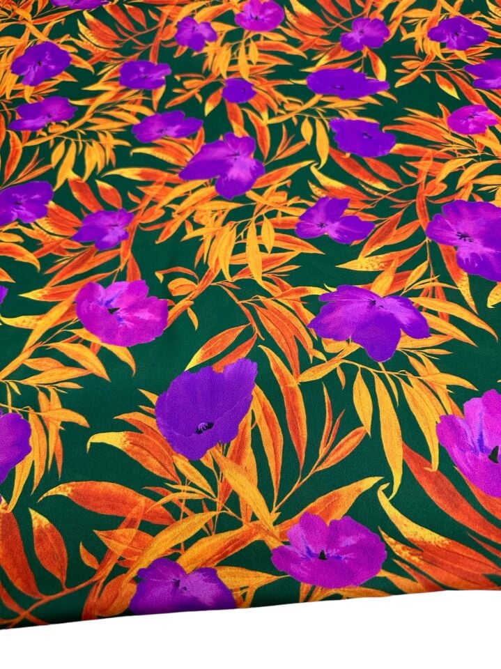 Çuha Çiçeği Desen Elbiselik Gömleklik Krep Kumaş