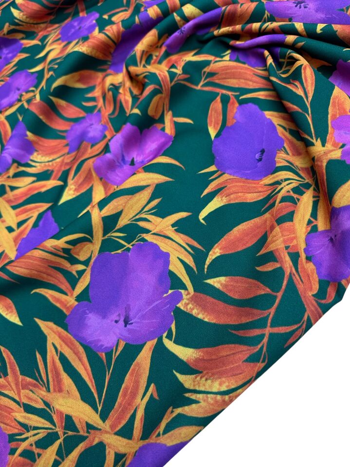 Çuha Çiçeği Desen Elbiselik Gömleklik Krep Kumaş