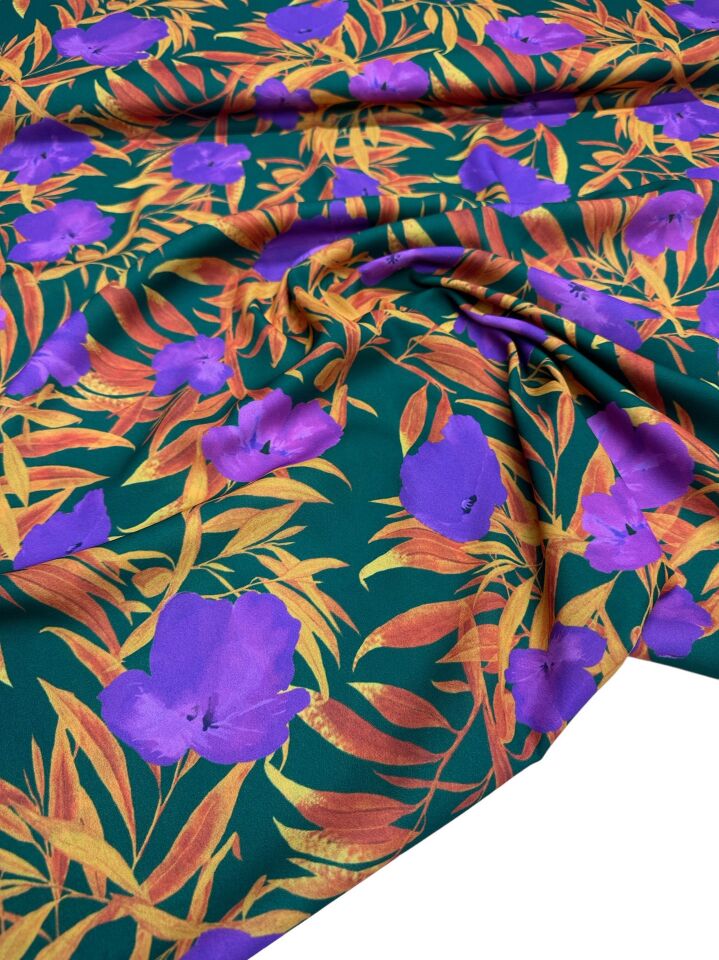 Çuha Çiçeği Desen Elbiselik Gömleklik Krep Kumaş