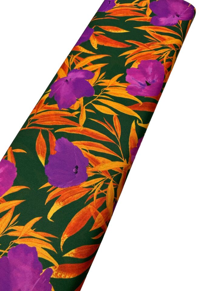 Çuha Çiçeği Desen Elbiselik Gömleklik Krep Kumaş