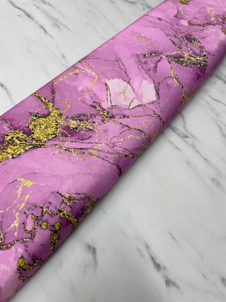 Pembe Mermer Desen Elbiselik Gömleklik Tivil Saten Kumaş