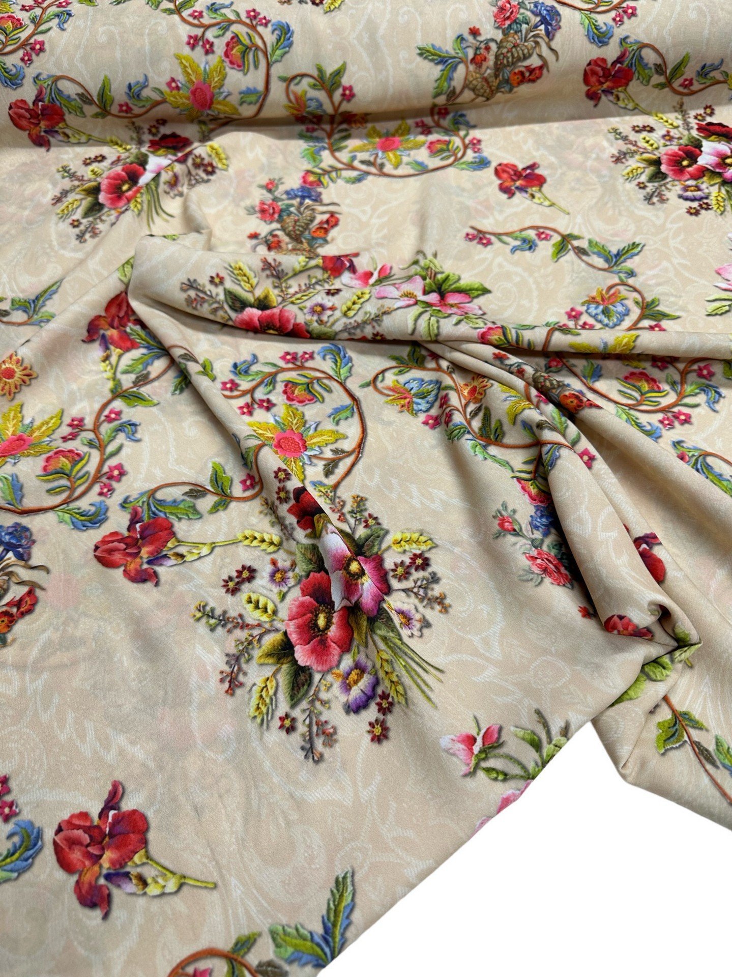 Çiçek Desen Elbiselik Gömleklik Krep Kumaş