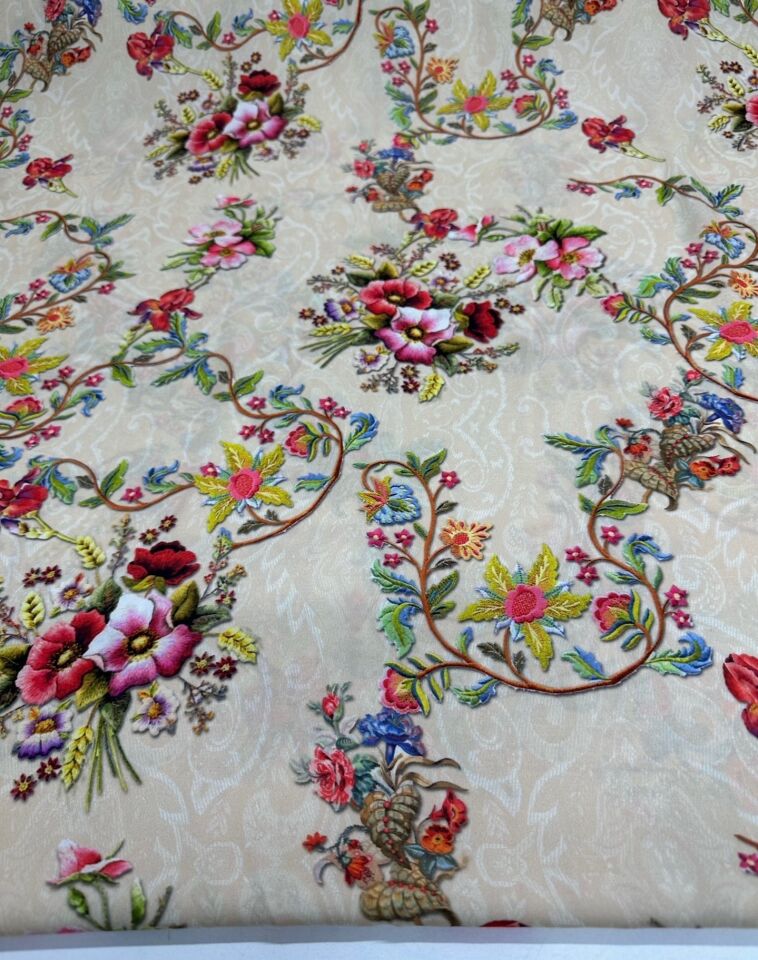 Çiçek Desen Elbiselik Gömleklik Krep Kumaş