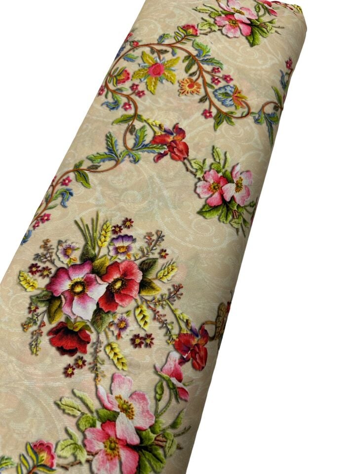 Çiçek Desen Elbiselik Gömleklik Krep Kumaş