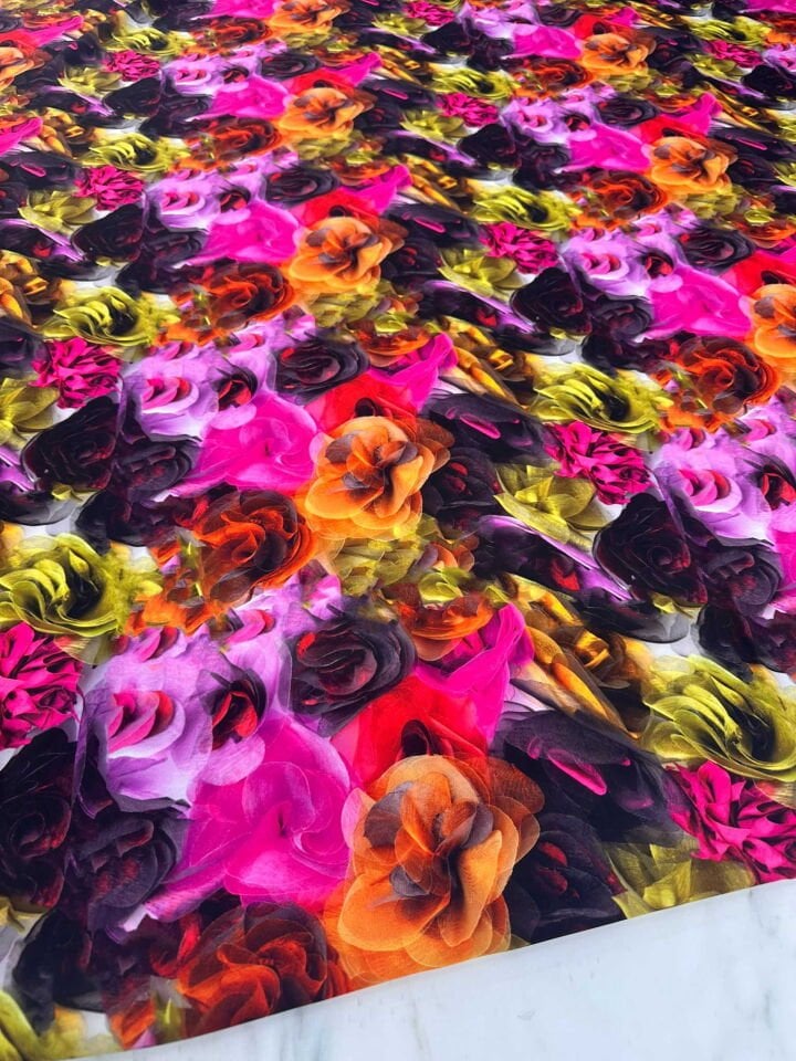 Desenli Krep Kumaş Elbise Etek Gömlek Şalvar