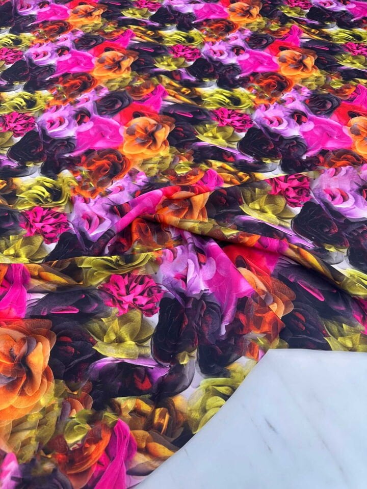 Desenli Krep Kumaş Elbise Etek Gömlek Şalvar