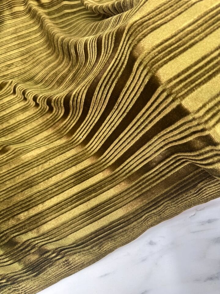 Safran Yeşili Yakma İpek Kadife Elbise Etek Pantolon Şalvar