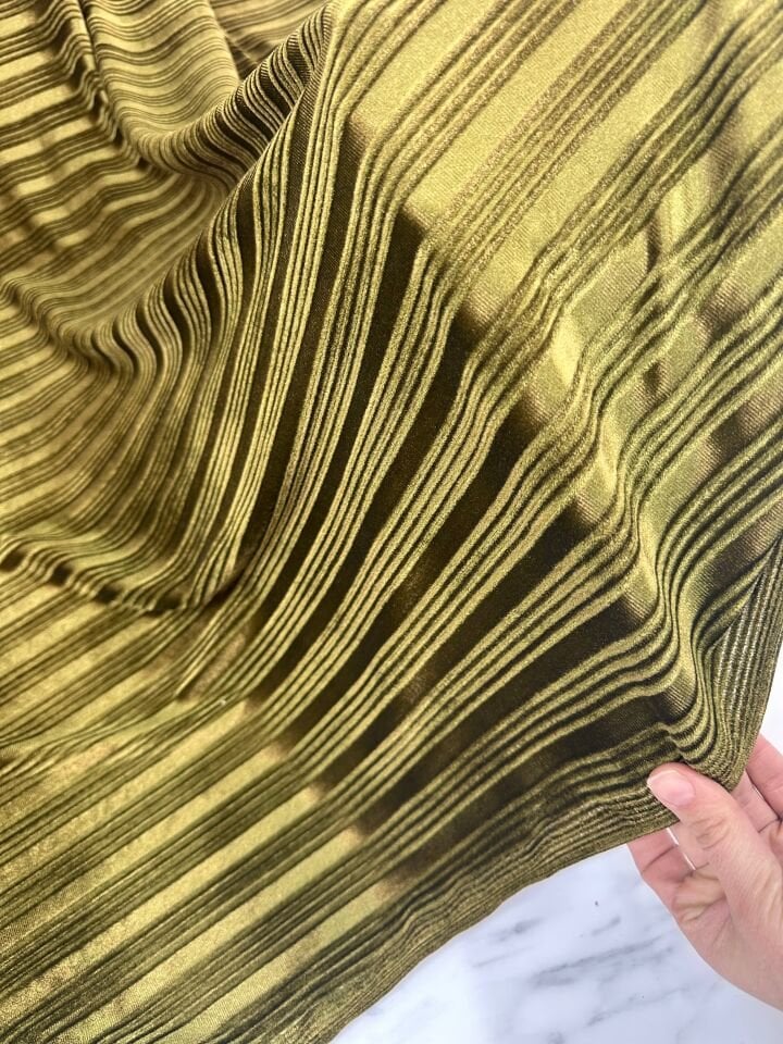 Safran Yeşili Yakma İpek Kadife Elbise Etek Pantolon Şalvar